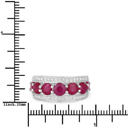 3.24 Carat Genuine Ruby and White Diamond 14K White Gold Ring Bids.com