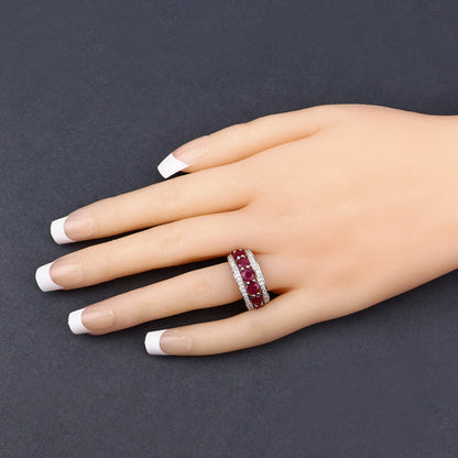 3.24 Carat Genuine Ruby and White Diamond 14K White Gold Ring Bids.com