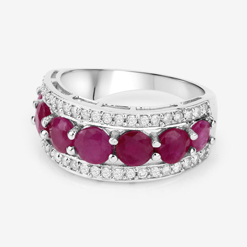 3.24 Carat Genuine Ruby and White Diamond 14K White Gold Ring Bids.com