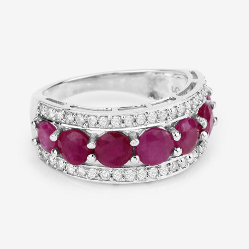 3.24 Carat Genuine Ruby and White Diamond 14K White Gold Ring Bids.com