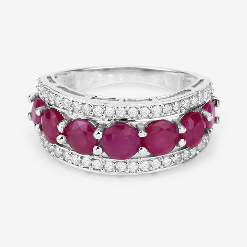 3.24 Carat Genuine Ruby and White Diamond 14K White Gold Ring Bids.com