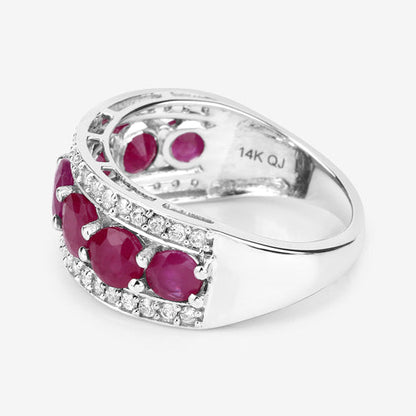 3.24 Carat Genuine Ruby and White Diamond 14K White Gold Ring Bids.com