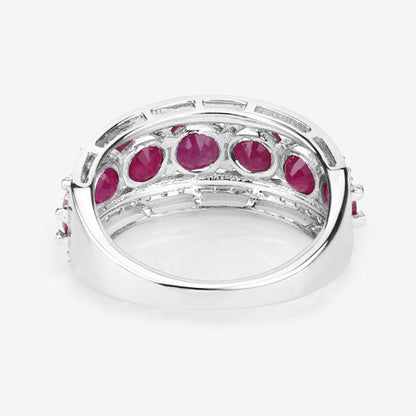 3.24 Carat Genuine Ruby and White Diamond 14K White Gold Ring Bids.com