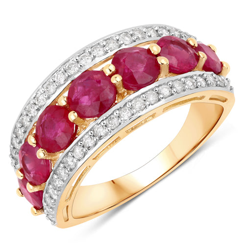 3.24 Carat Genuine Ruby and White Diamond 14K Yellow Gold Ring Bids.com