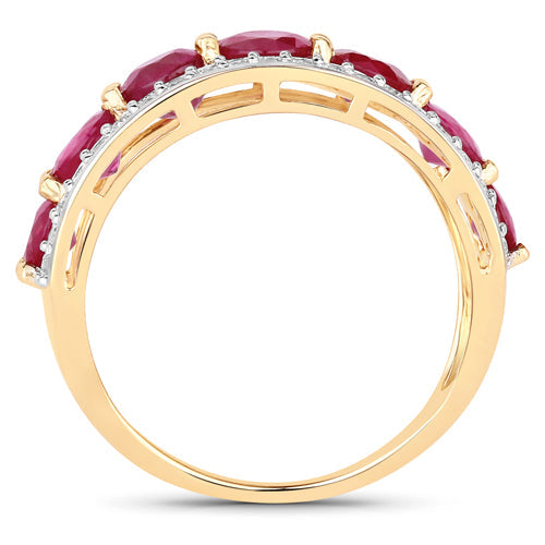 3.24 Carat Genuine Ruby and White Diamond 14K Yellow Gold Ring Bids.com