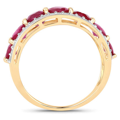3.24 Carat Genuine Ruby and White Diamond 14K Yellow Gold Ring Bids.com
