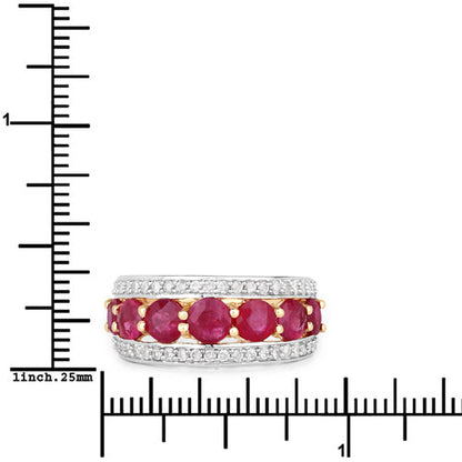 3.24 Carat Genuine Ruby and White Diamond 14K Yellow Gold Ring Bids.com