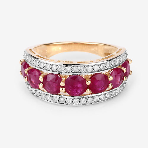 3.24 Carat Genuine Ruby and White Diamond 14K Yellow Gold Ring Bids.com