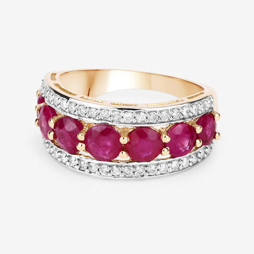 3.24 Carat Genuine Ruby and White Diamond 14K Yellow Gold Ring Bids.com
