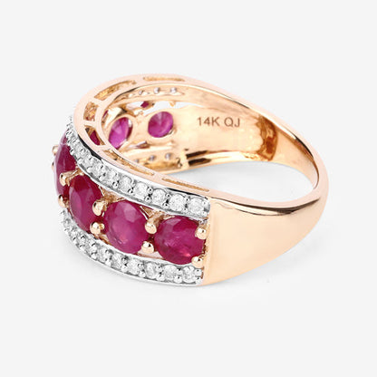 3.24 Carat Genuine Ruby and White Diamond 14K Yellow Gold Ring Bids.com