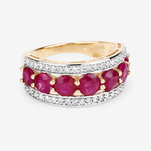 3.24 Carat Genuine Ruby and White Diamond 14K Yellow Gold Ring Bids.com