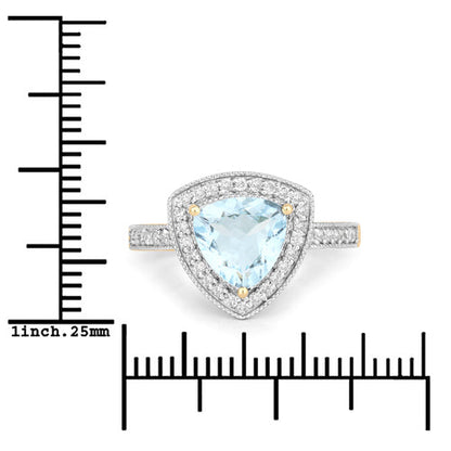 1.58 Carat Genuine Aquamarine and White Diamond 14K Yellow Gold Ring Bids.com