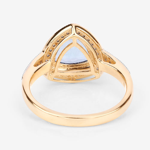 1.58 Carat Genuine Aquamarine and White Diamond 14K Yellow Gold Ring Bids.com
