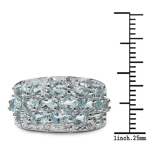 3.24 Carat Genuine Blue Topaz & White Topaz .925 Sterling Silver Ring Bids.com