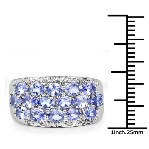 2.76 Carat Genuine Tanzanite and White Topaz .925 Sterling Silver Ring Bids.com