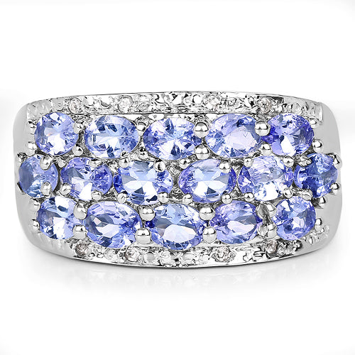 2.76 Carat Genuine Tanzanite and White Topaz .925 Sterling Silver Ring Bids.com