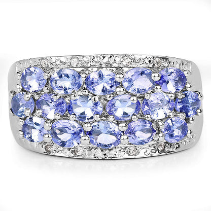 2.76 Carat Genuine Tanzanite and White Topaz .925 Sterling Silver Ring Bids.com