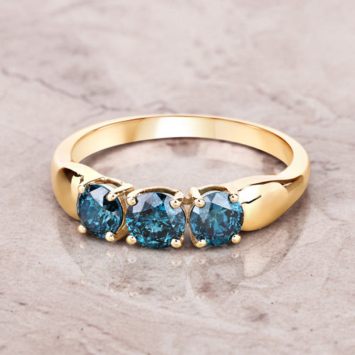 1.03 Carat Genuine Blue Diamond 14K Yellow Gold Ring Bids.com