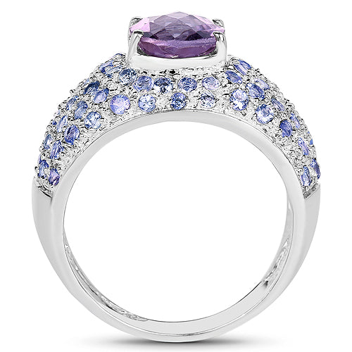 4.21 Carat Genuine Amethyst and Tanzanite .925 Sterling Silver Ring Bids.com
