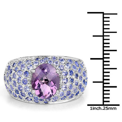 4.21 Carat Genuine Amethyst and Tanzanite .925 Sterling Silver Ring Bids.com