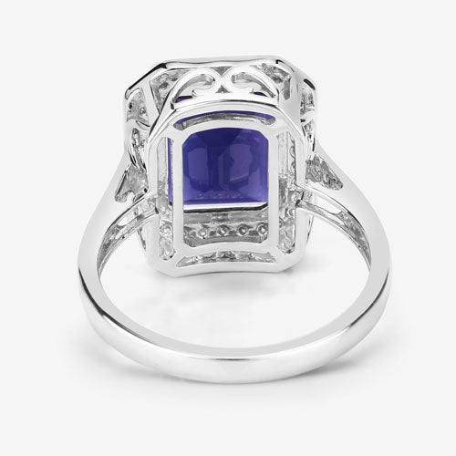 3.70 Carat Genuine Iolite and White Diamond 14K White Gold Ring Bids.com