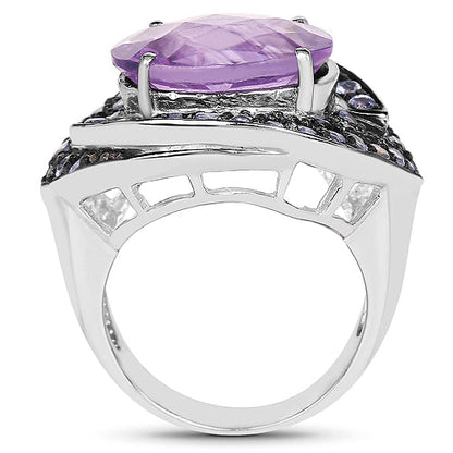 5.95 Carat Genuine Amethyst and Tanzanite .925 Sterling Silver Ring Bids.com