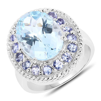 7.41 Carat Genuine Blue Topaz and Tanzanite .925 Sterling Silver Ring Bids.com