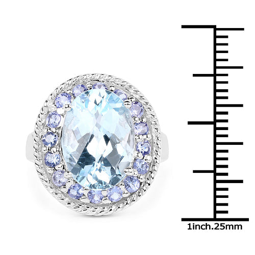 7.41 Carat Genuine Blue Topaz and Tanzanite .925 Sterling Silver Ring Bids.com