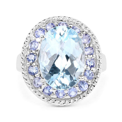 7.41 Carat Genuine Blue Topaz and Tanzanite .925 Sterling Silver Ring Bids.com