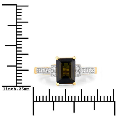 1.73 Carat Genuine Green Tourmaline and White Diamond 14K Yellow Gold Ring Bids.com