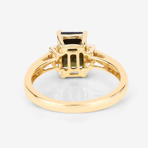 1.73 Carat Genuine Green Tourmaline and White Diamond 14K Yellow Gold Ring Bids.com