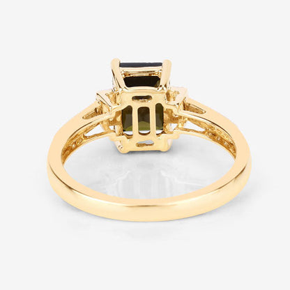 1.73 Carat Genuine Green Tourmaline and White Diamond 14K Yellow Gold Ring Bids.com