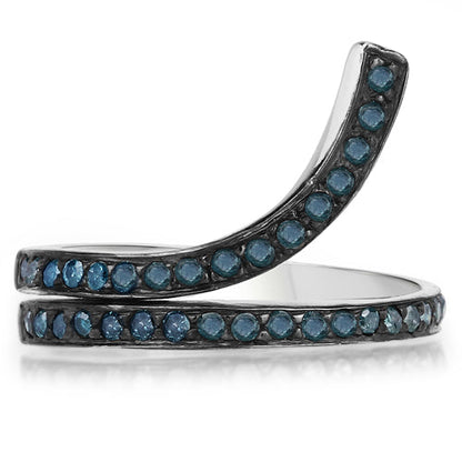 0.46 Carat Genuine Blue Diamond .925 Sterling Silver Ring Bids.com