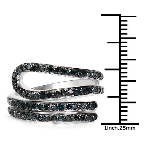 0.83 Carat Genuine Blue Diamond .925 Sterling Silver Ring Bids.com