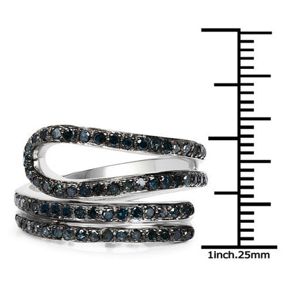 0.83 Carat Genuine Blue Diamond .925 Sterling Silver Ring Bids.com