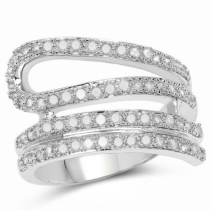 0.83 Carat Genuine White Diamond .925 Sterling Silver Ring Bids.com