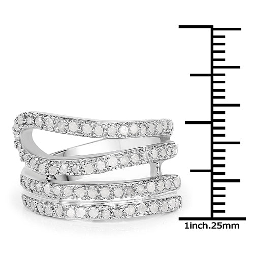 0.83 Carat Genuine White Diamond .925 Sterling Silver Ring Bids.com