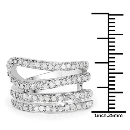0.83 Carat Genuine White Diamond .925 Sterling Silver Ring Bids.com