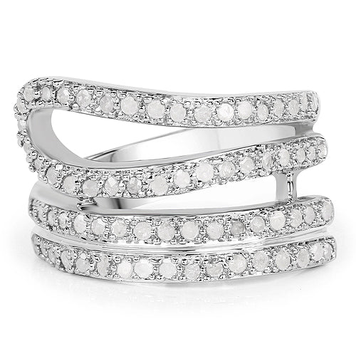 0.83 Carat Genuine White Diamond .925 Sterling Silver Ring Bids.com