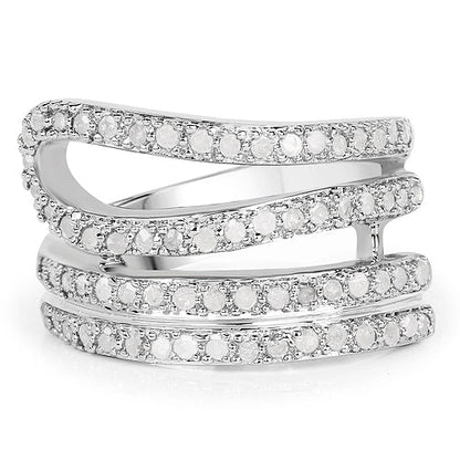 0.83 Carat Genuine White Diamond .925 Sterling Silver Ring Bids.com