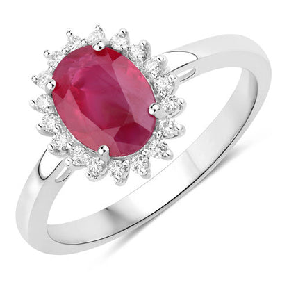 1.58 Carat Genuine Ruby and White Diamond 10K White Gold Ring Bids.com