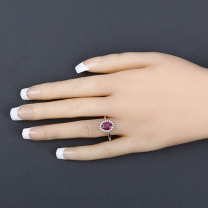 1.58 Carat Genuine Ruby and White Diamond 10K White Gold Ring Bids.com