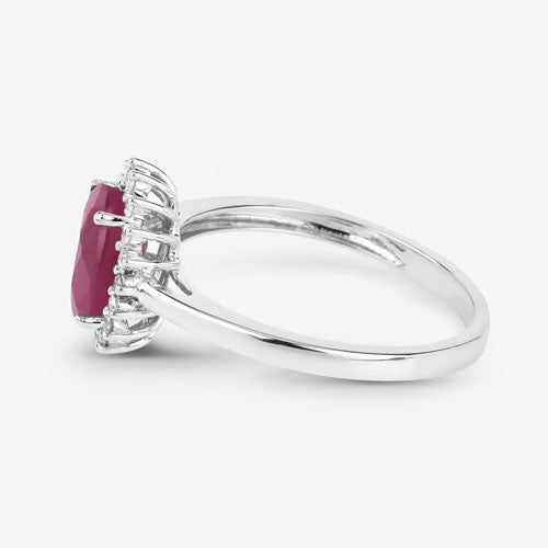 1.58 Carat Genuine Ruby and White Diamond 10K White Gold Ring Bids.com
