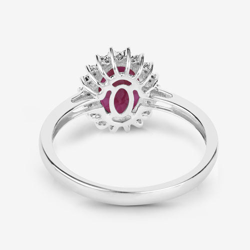 1.58 Carat Genuine Ruby and White Diamond 10K White Gold Ring Bids.com
