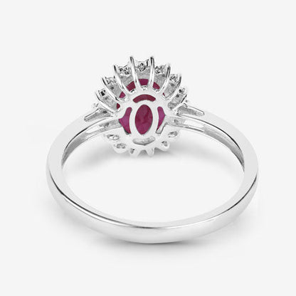 1.58 Carat Genuine Ruby and White Diamond 10K White Gold Ring Bids.com