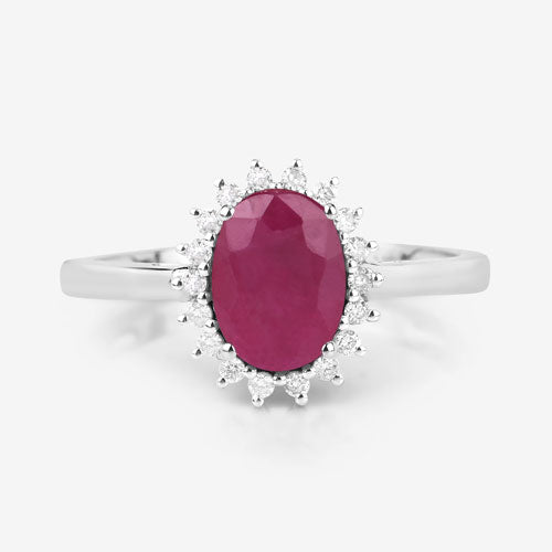 1.58 Carat Genuine Ruby and White Diamond 10K White Gold Ring Bids.com