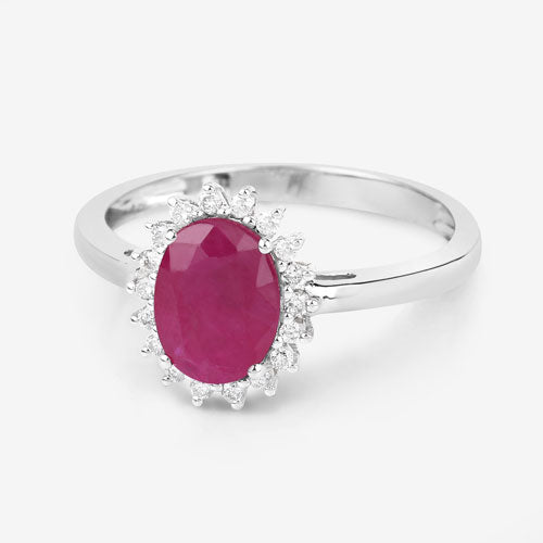 1.58 Carat Genuine Ruby and White Diamond 10K White Gold Ring Bids.com