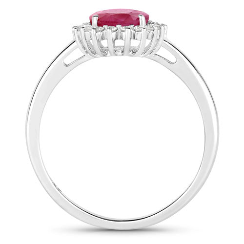 1.58 Carat Genuine Ruby and White Diamond 10K White Gold Ring Bids.com