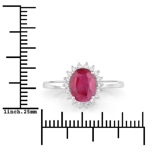 1.58 Carat Genuine Ruby and White Diamond 10K White Gold Ring Bids.com