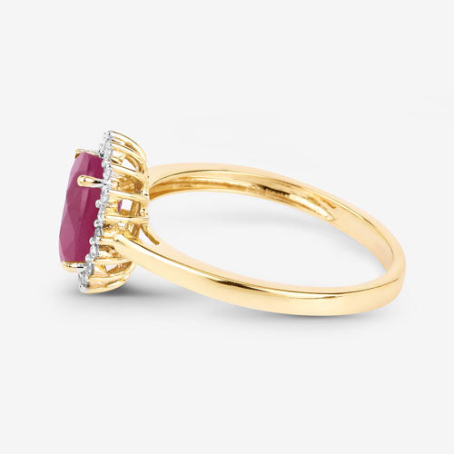 1.58 Carat Genuine Ruby and White Diamond 10K Yellow Gold Ring Bids.com